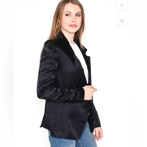 Theyskens Theory cupro Tuxedo Blazer SZ Small? Navy Blue $690 - Picture 1 of 9